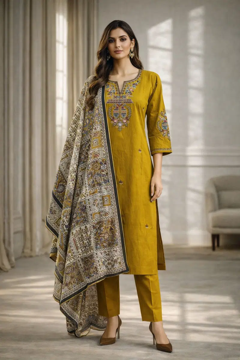 Beautiful Naisha K 656 Dhabu Cotton With Embroidered Work Top Bottom And Dupatta Wholesale 2026
