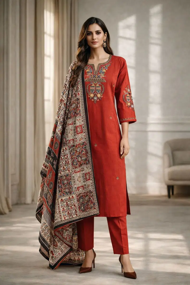 Beautiful Naisha K 656 Dhabu Cotton With Embroidered Work Top Bottom And Dupatta Wholesale 2026