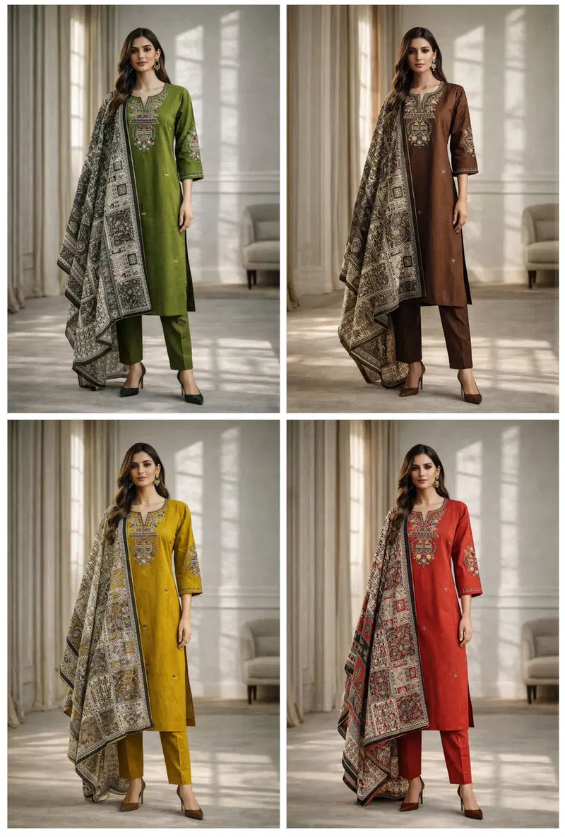 Beautiful Naisha K 656 Dhabu Cotton With Embroidered Work Top Bottom And Dupatta Wholesale 2026