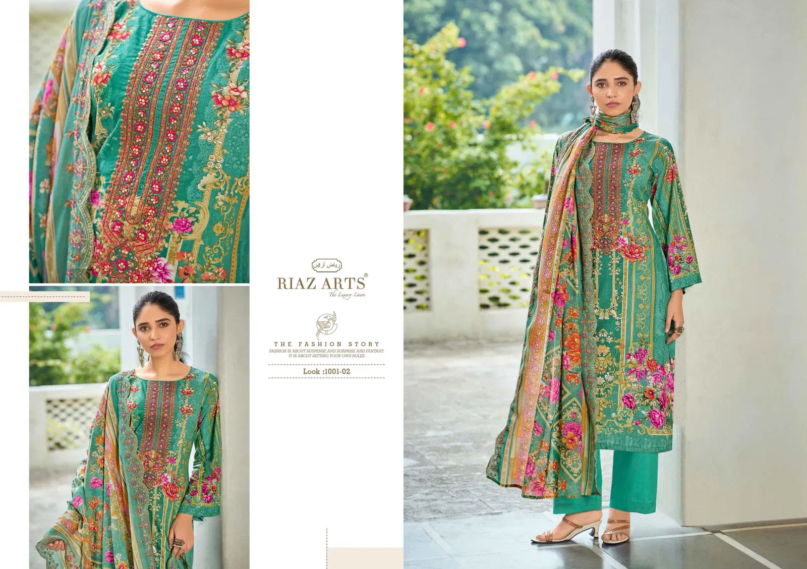 Beautiful Riaz Arts Farah Cambric Cotton With Embroidered Work Dress Material Wholesale 2026