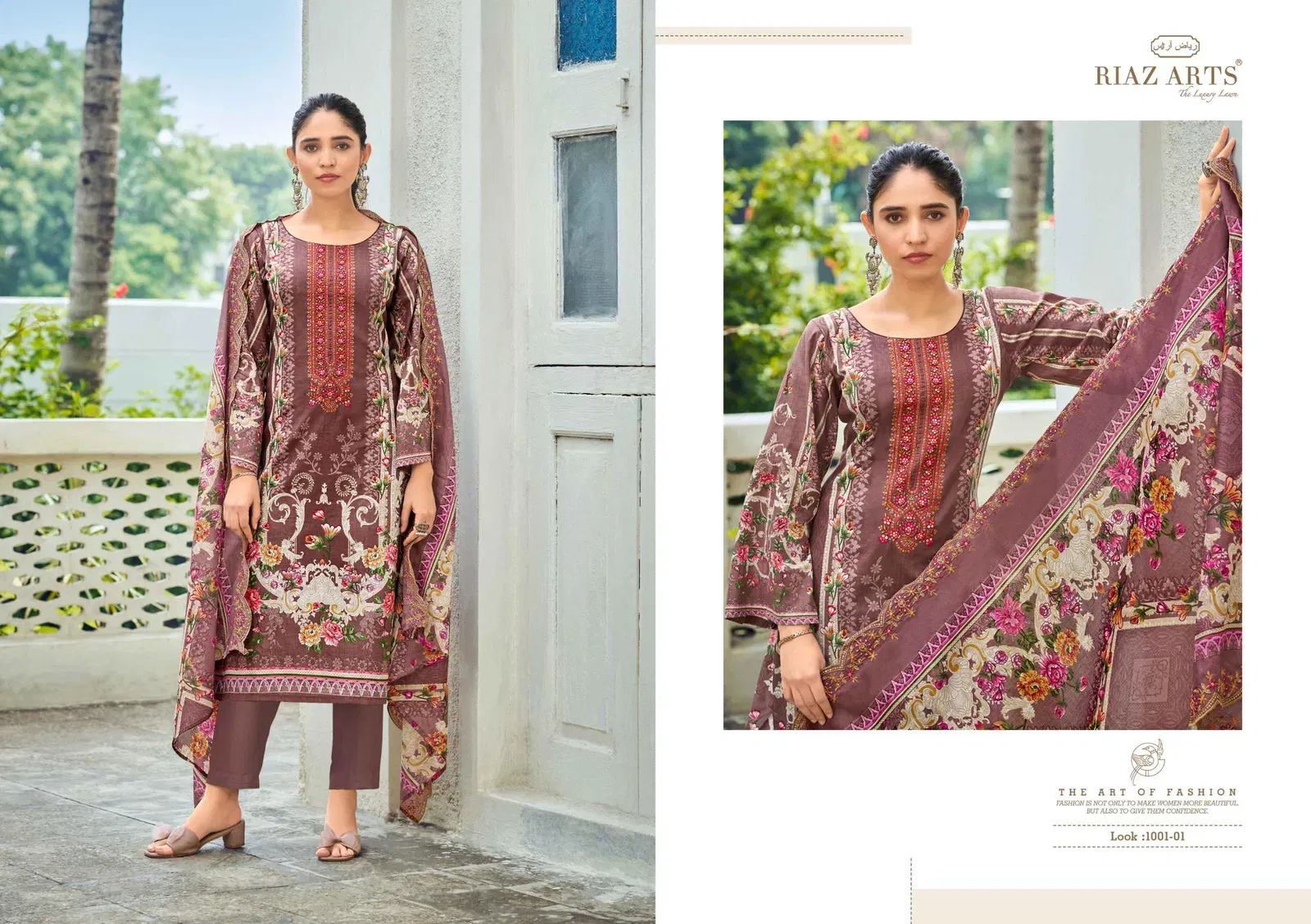 Beautiful Riaz Arts Farah Cambric Cotton With Embroidered Work Dress Material Wholesale 2026