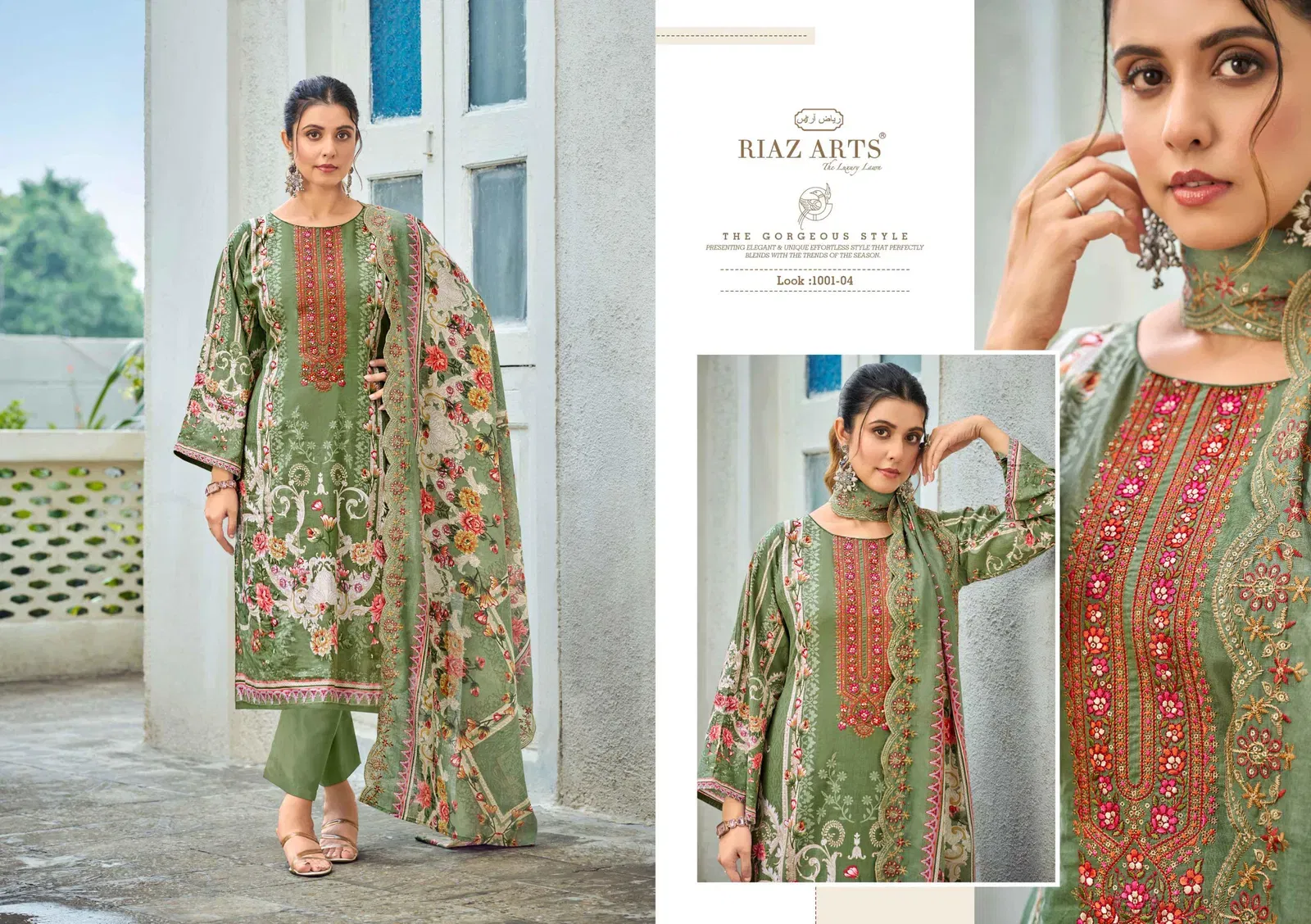 Beautiful Riaz Arts Farah Cambric Cotton With Embroidered Work Dress Material Wholesale 2026
