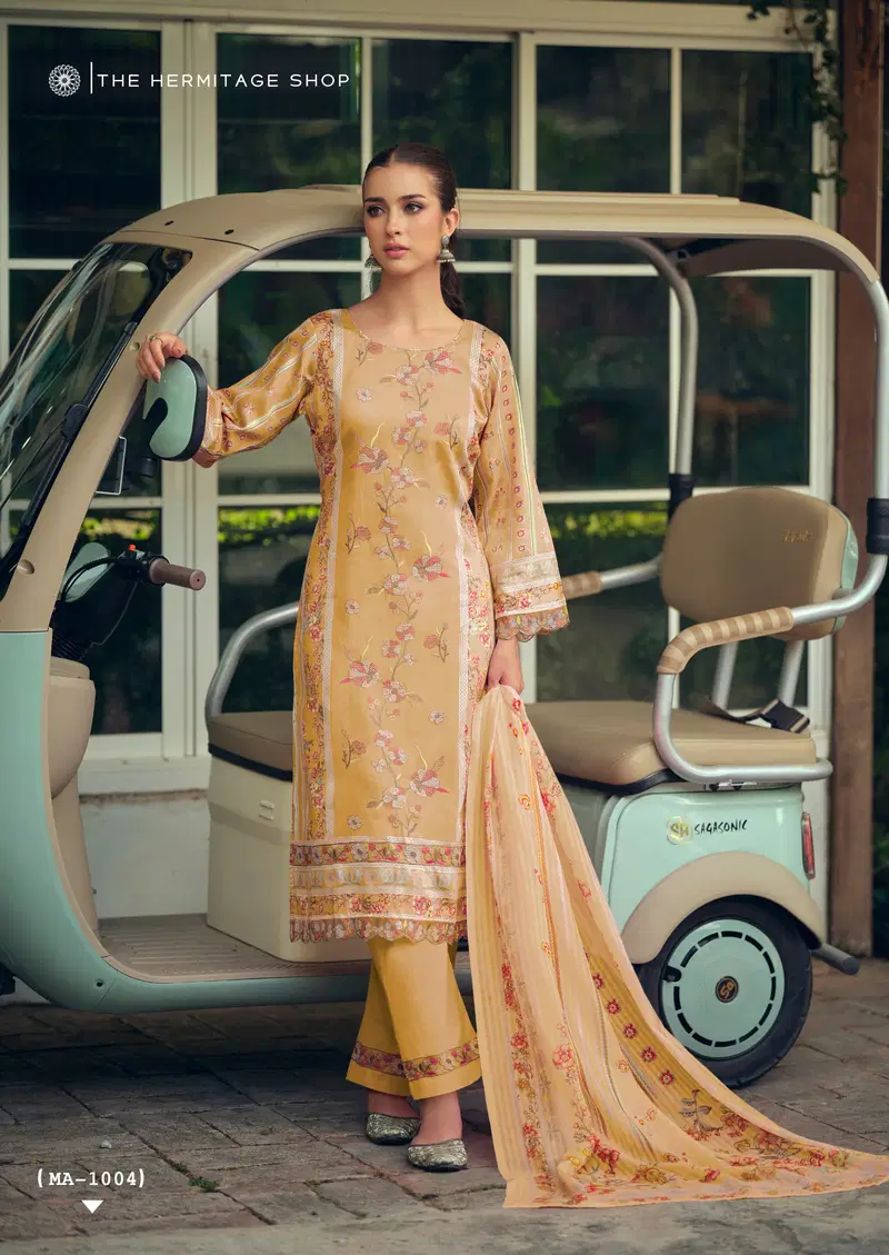 Latest Hermitage Mazda Jam Satin With Threadwork Embroidery Dress Material Wholesale 2026