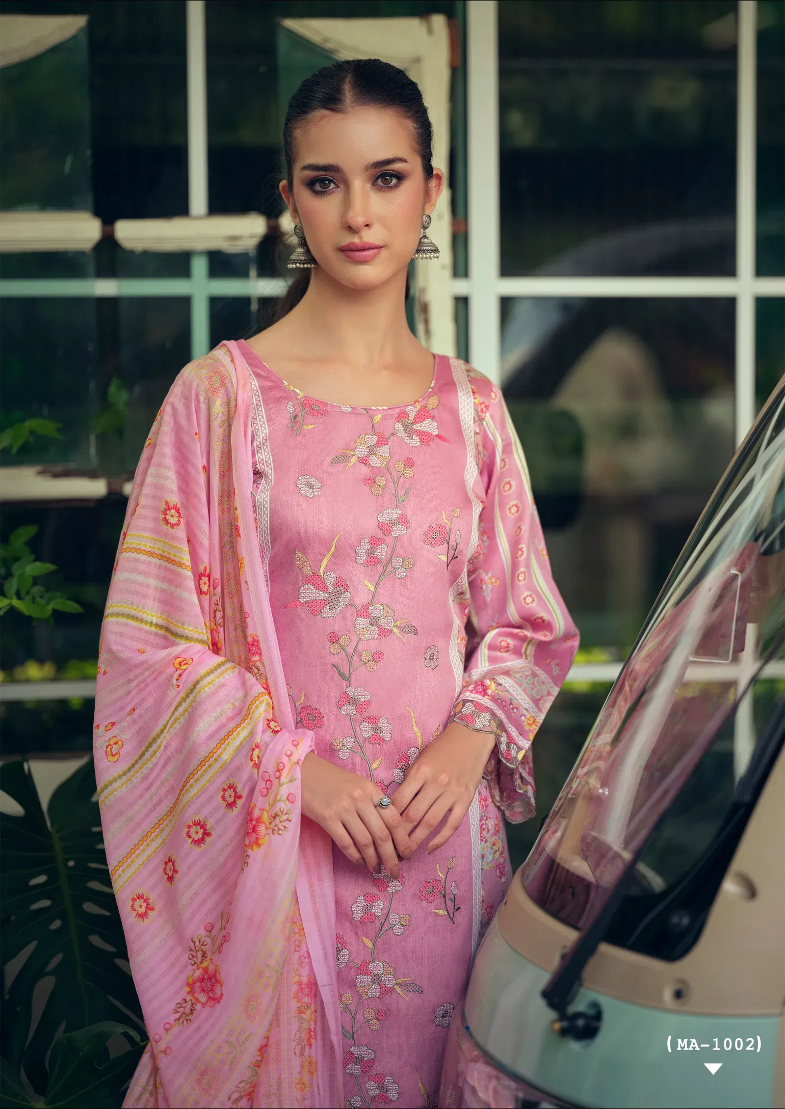 Latest Hermitage Mazda Jam Satin With Threadwork Embroidery Dress Material Wholesale 2026