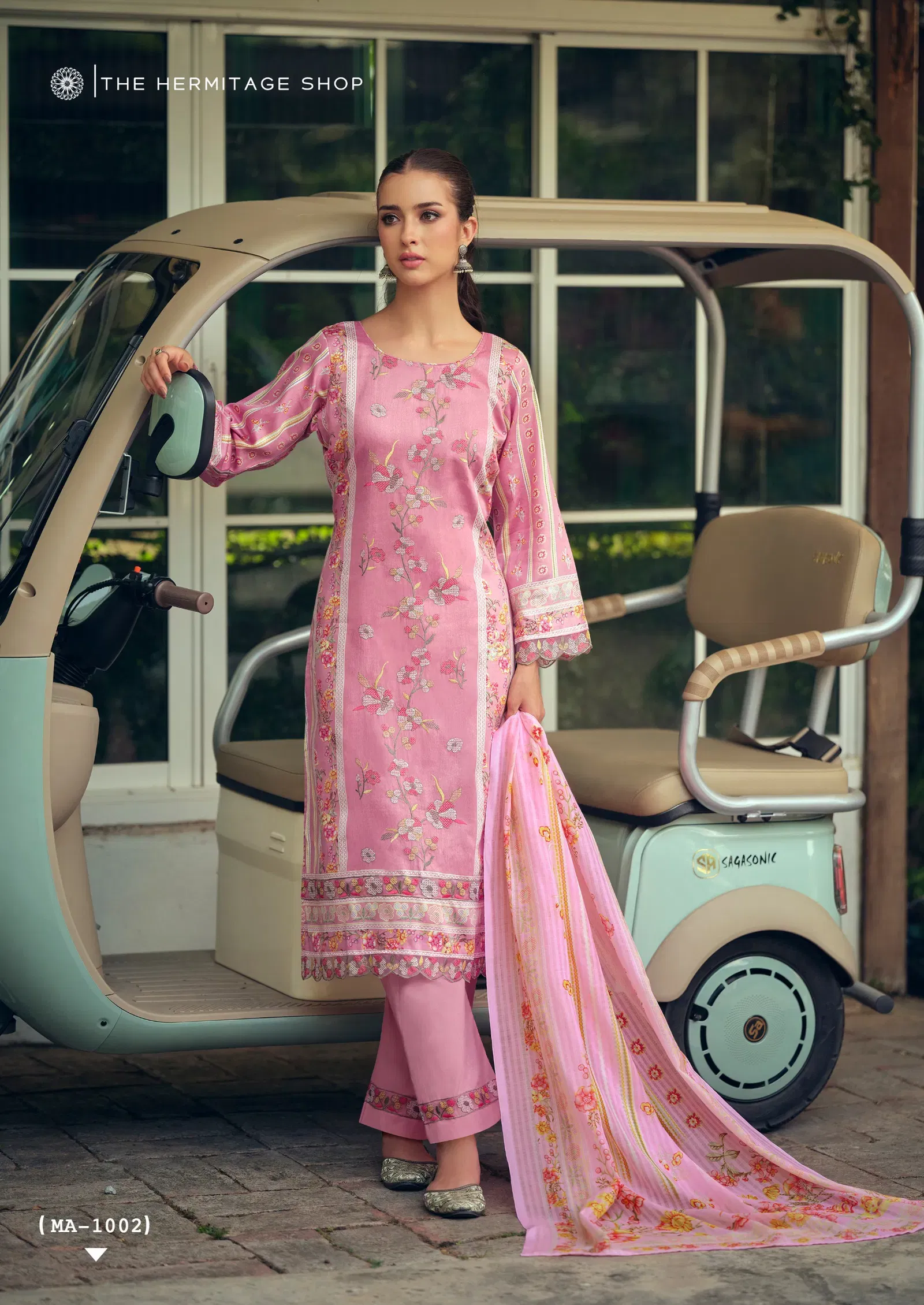 Latest Hermitage Mazda Jam Satin With Threadwork Embroidery Dress Material Wholesale 2026