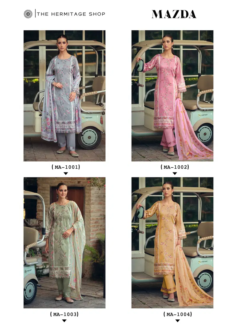 Latest Hermitage Mazda Jam Satin With Threadwork Embroidery Dress Material Wholesale 2026