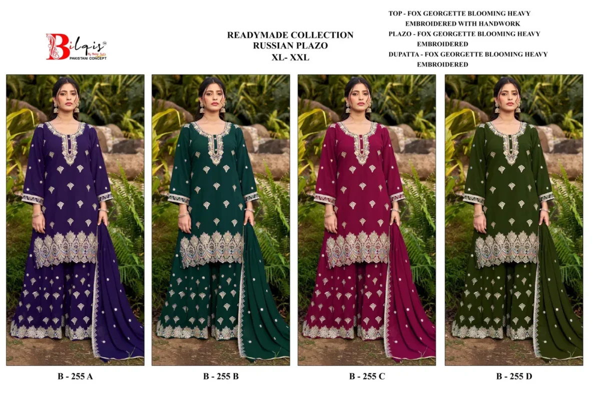 Stylish Bilqis B 255 A To D Faux Georgette With Embroidery Work Pakistani Suits Wholesale 2026 5 Stylish Bilqis B 255 A To D Faux Georgette With Embroidery Work Pakistani Suits Wholesale 2026