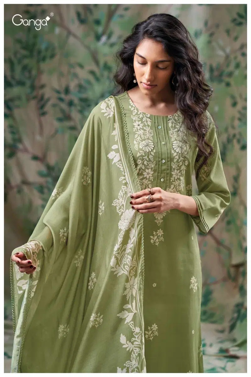 Stylish Ganga Giselle 3705 Cotton Satin Printed With Handwork Dress Material Wholesale 2026