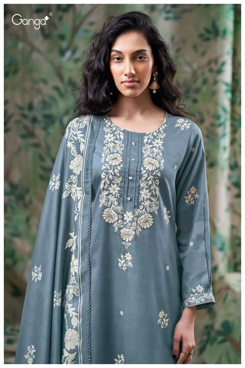 Stylish Ganga Giselle 3705 Cotton Satin Printed With Handwork Dress Material Wholesale 2026