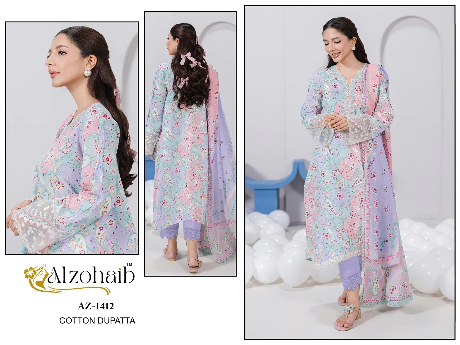 Launching Alzohaib Itrh Vol 1 Chiffon Dupatta Cotton Pakistani Salwar Kameez Wholesale 2026