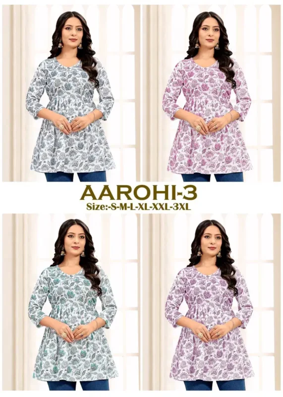 Beautiful Sangeet Aarohi Vol 3 Rayon With Print Casual Wear Short Top Collection Wholesale 2026