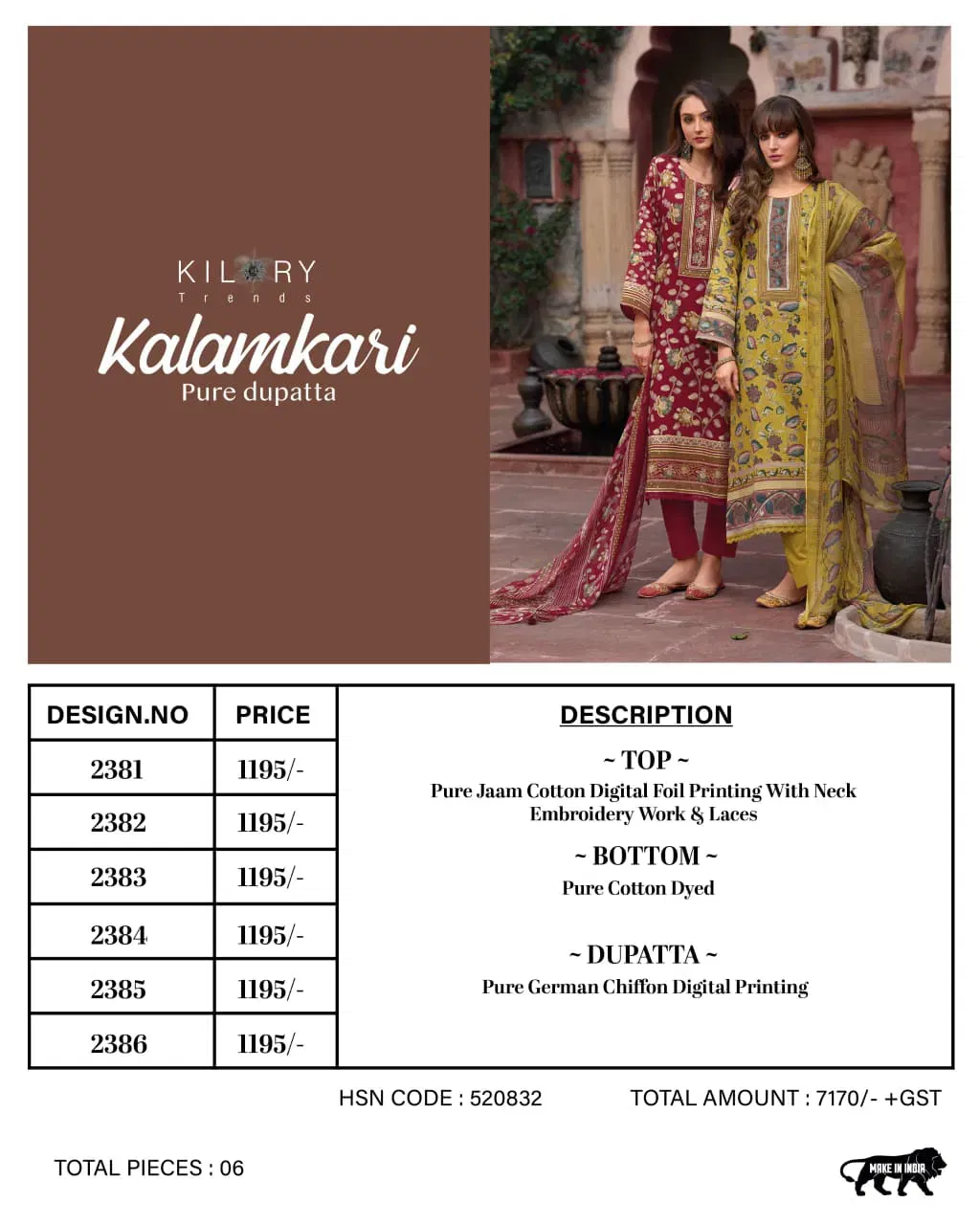 Buy Kilory Kalamkari Jam Cotton Digital Foil Print With Work Salwar Kameez Wholesale 2026