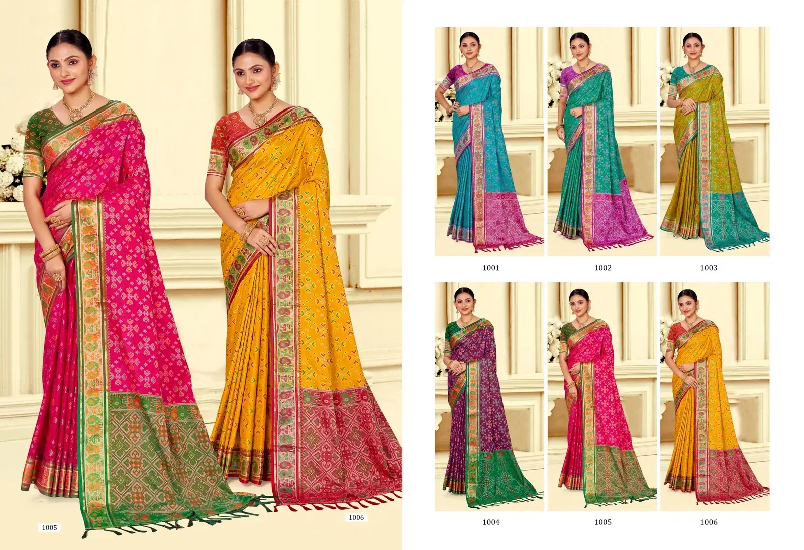 Stylish Bunawat Rajshahi Patola 3 Sangam Printed Traditional Silk Sarees Wholesale 2026