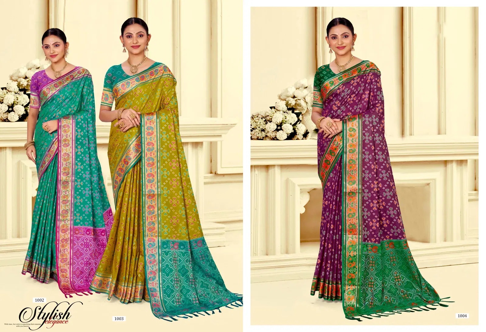 Stylish Bunawat Rajshahi Patola 3 Sangam Printed Traditional Silk Sarees Wholesale 2026