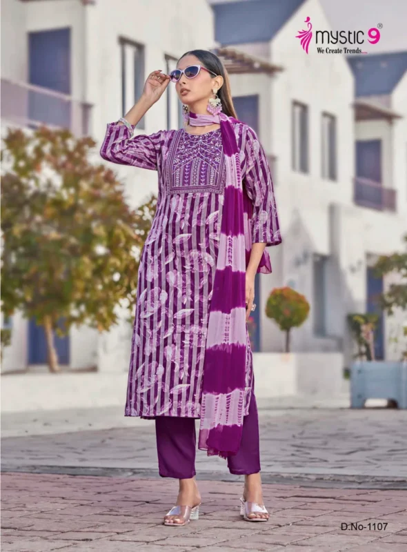 Launching Mystic 9 Rubina Vol 1 Rayon Dull Patta Kurti Bottom With Dupatta Wholesale 2026