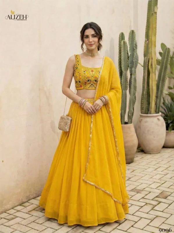 Buy Alizeh 9006 And 9007 Georgette Designer Wear Lehenga Choli Collection Wholesale 2026