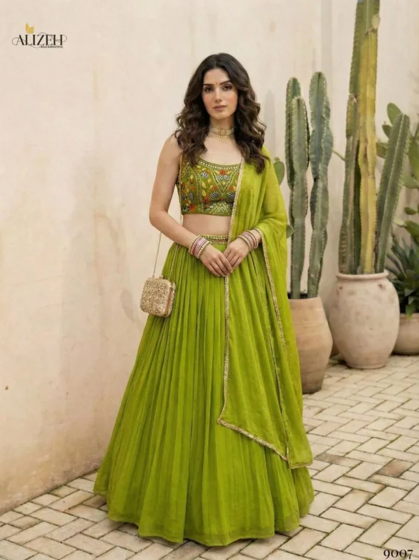 Buy Alizeh 9006 And 9007 Georgette Designer Wear Lehenga Choli Collection Wholesale 2026
