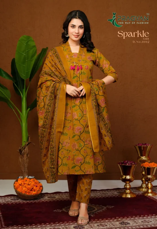 Latest Pragyan Sparkle Vol 1 Cambric Cotton Aline Kurti Set Collection Wholesale 2026