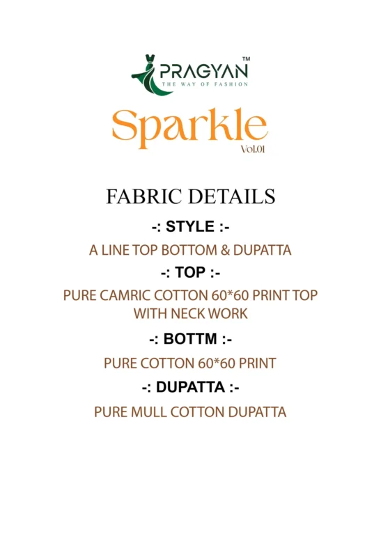 Latest Pragyan Sparkle Vol 1 Cambric Cotton Aline Kurti Set Collection Wholesale 2026