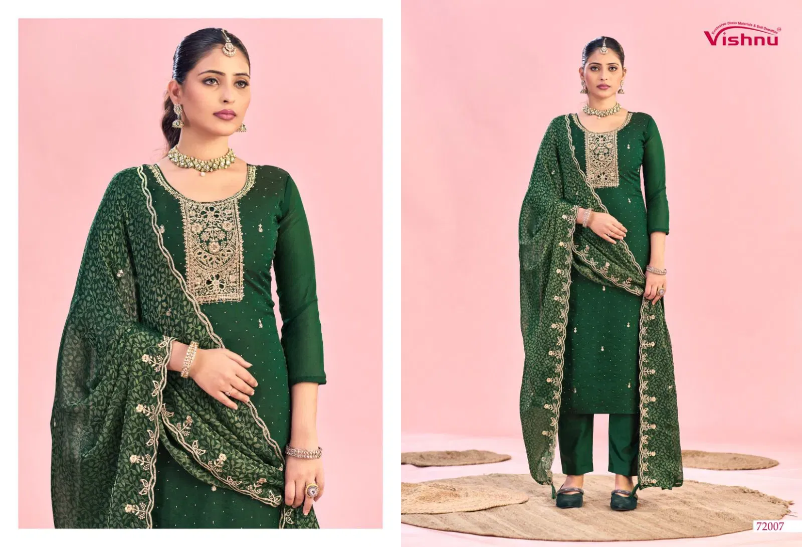 Stylish Vishnu Haniya Nc Moss With Zarkan Work Dress Material Collection Wholesale 2026