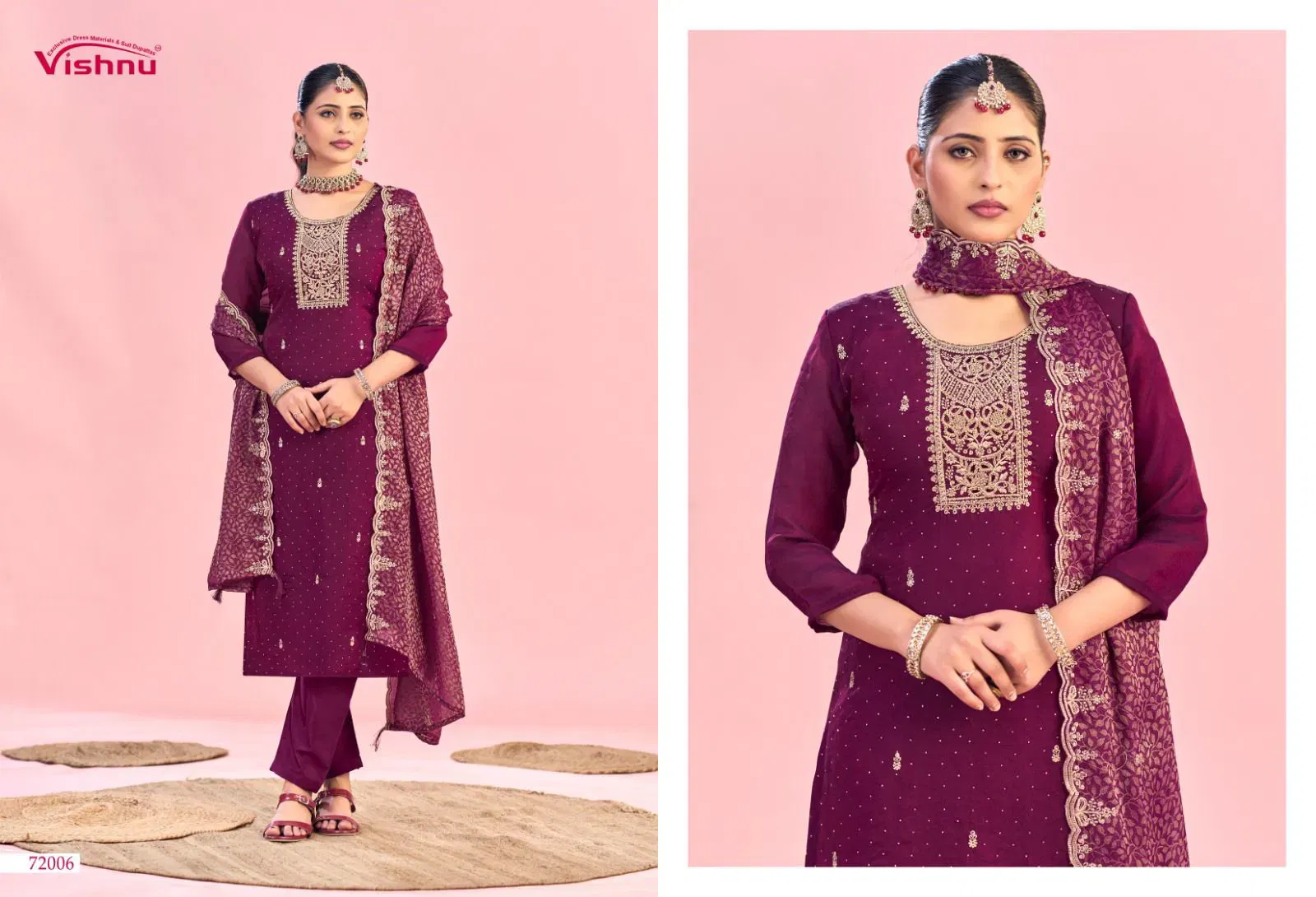 Stylish Vishnu Haniya Nc Moss With Zarkan Work Dress Material Collection Wholesale 2026