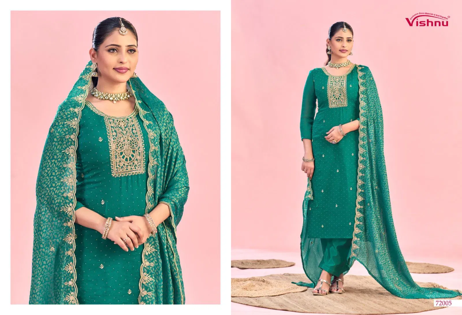 Stylish Vishnu Haniya Nc Moss With Zarkan Work Dress Material Collection Wholesale 2026