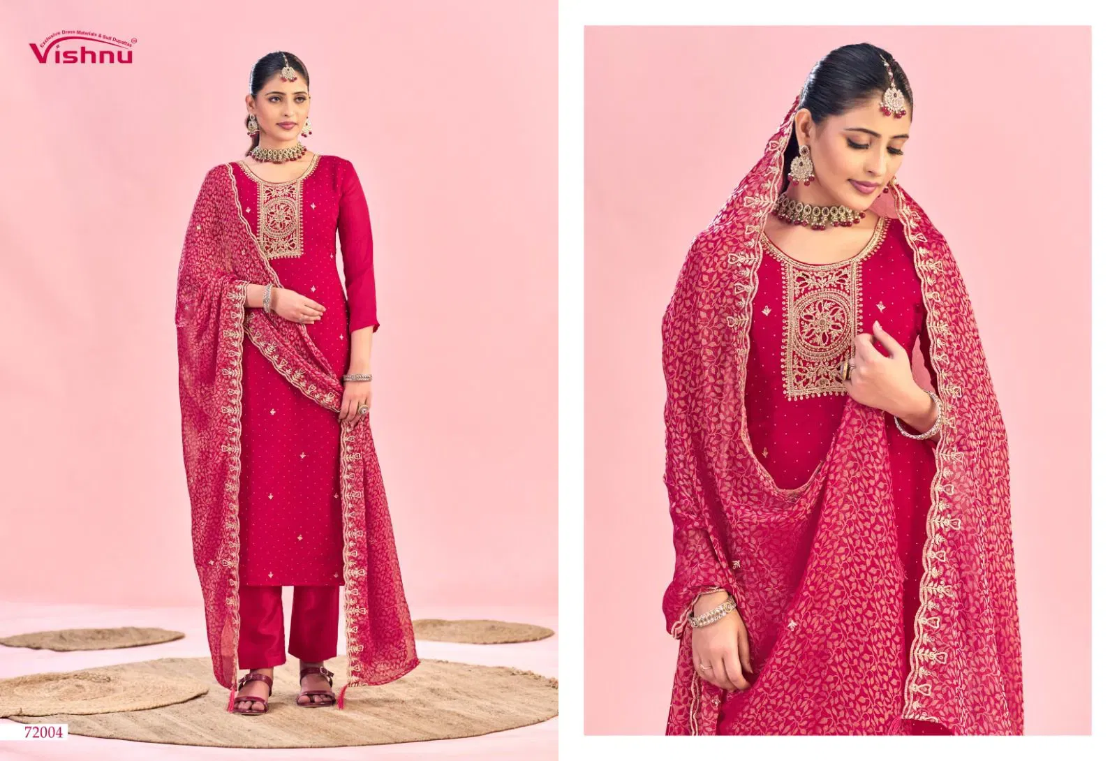 Stylish Vishnu Haniya Nc Moss With Zarkan Work Dress Material Collection Wholesale 2026