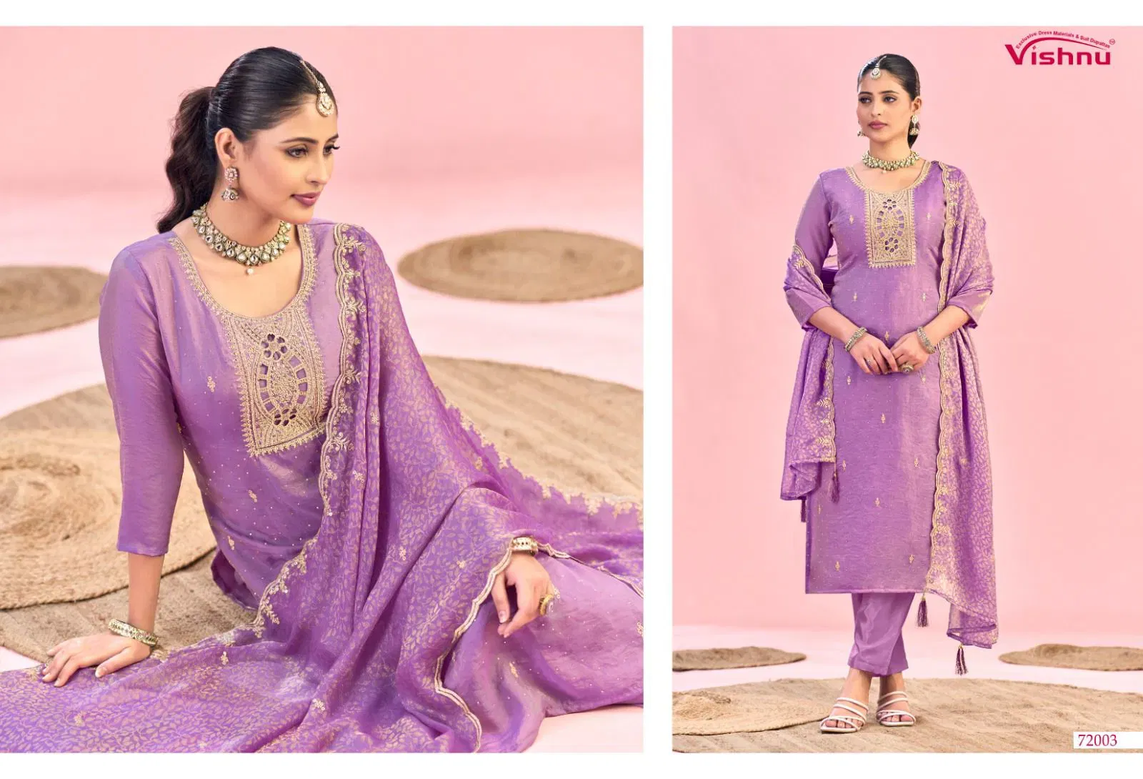 Stylish Vishnu Haniya Nc Moss With Zarkan Work Dress Material Collection Wholesale 2026