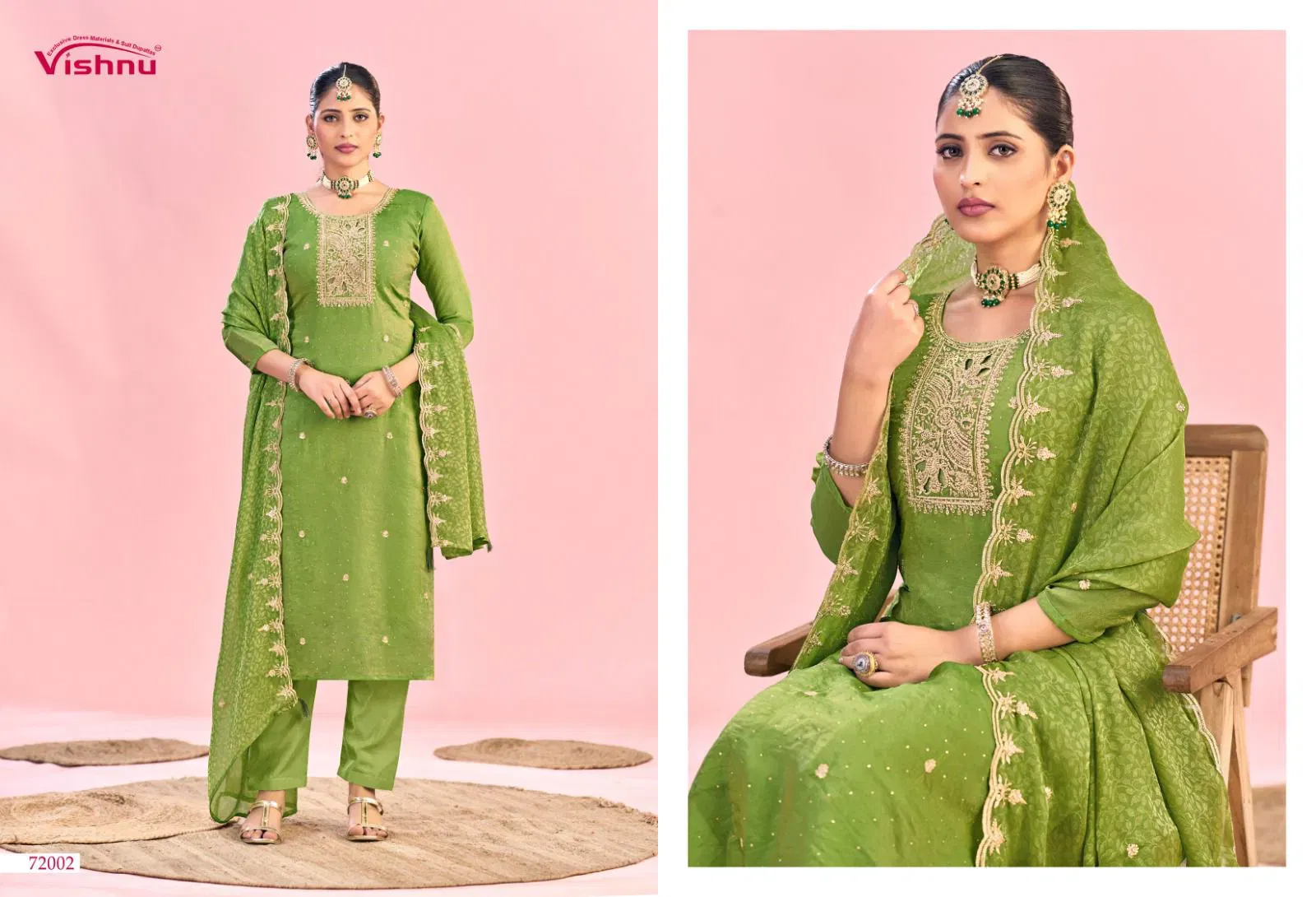 Stylish Vishnu Haniya Nc Moss With Zarkan Work Dress Material Collection Wholesale 2026
