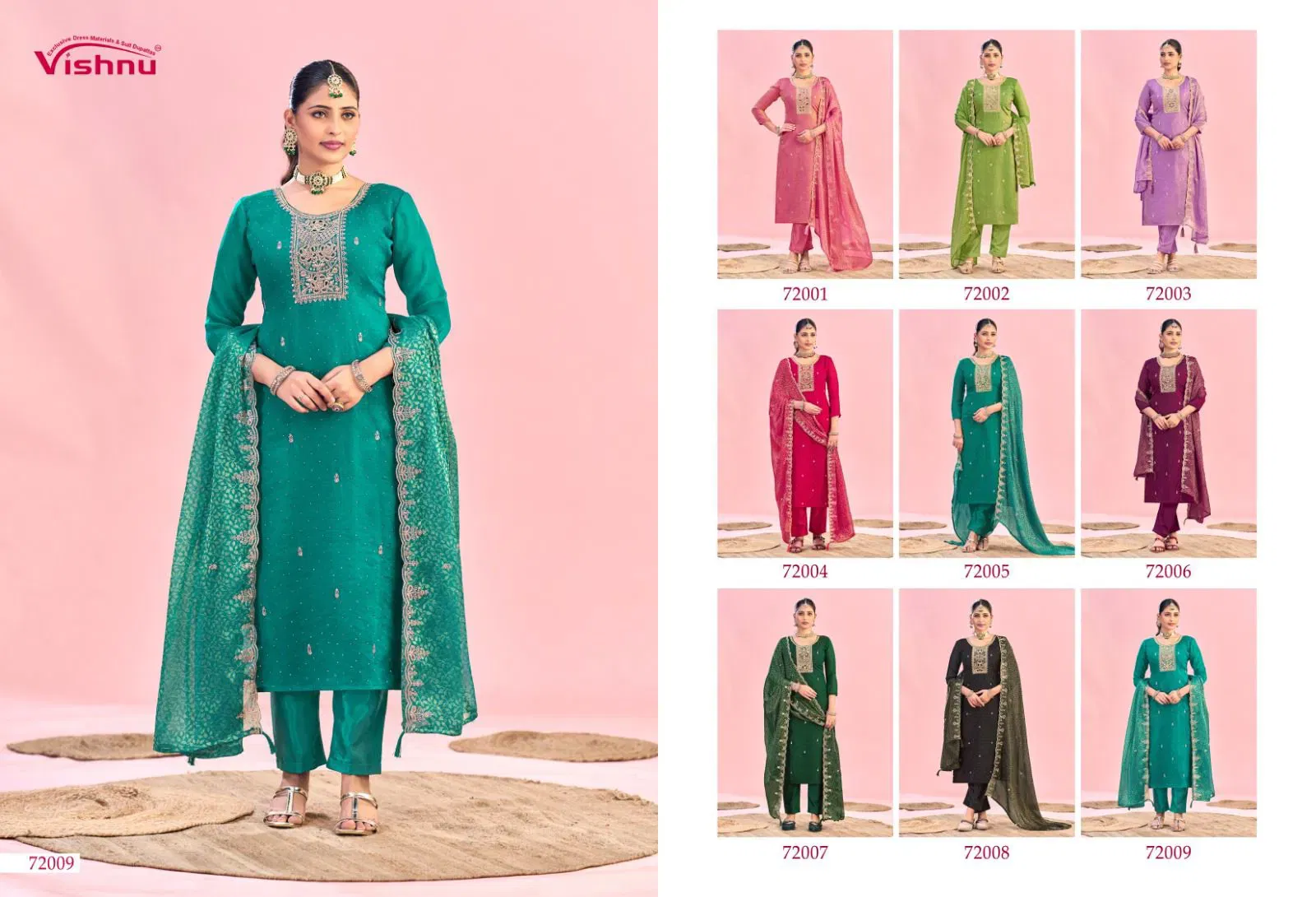 Stylish Vishnu Haniya Nc Moss With Zarkan Work Dress Material Collection Wholesale 2026