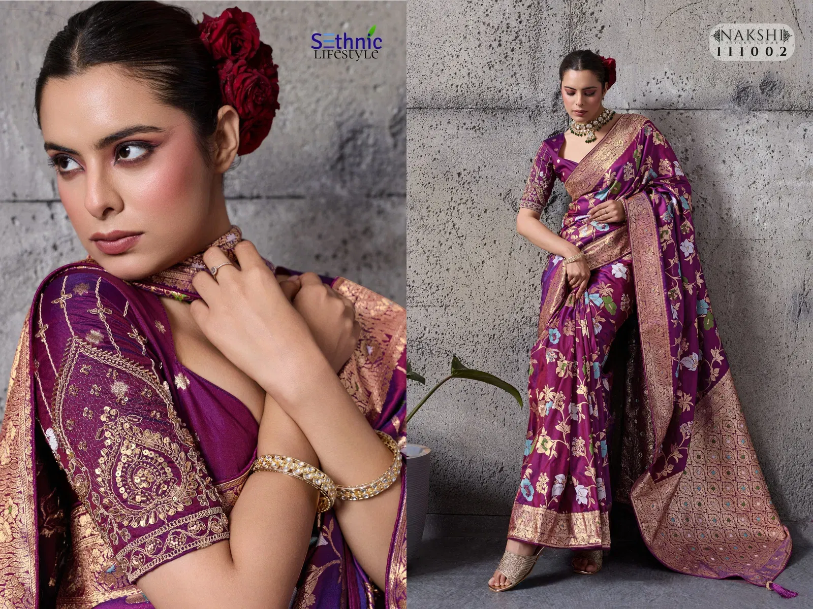 Beautiful Sethnic Nakshi Banarasi Silk Sequence Work Saree Collection Wholesale 2026