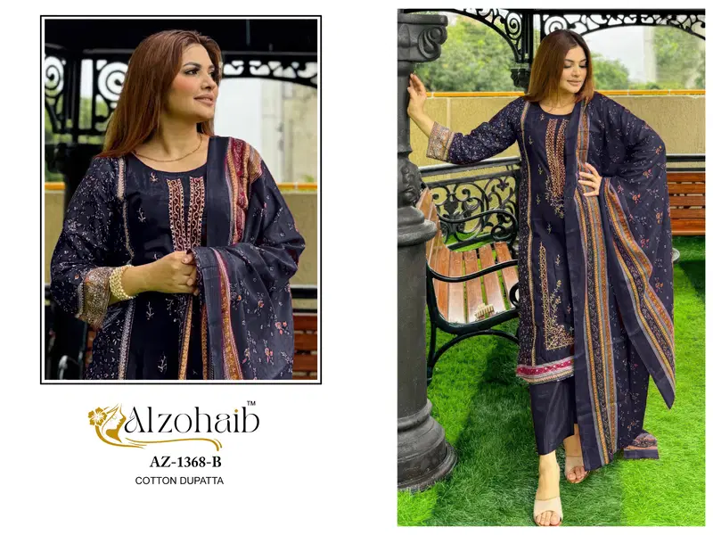Buy Alzohaib Az 1368 A To C Chiffon Dupatta Cotton Pakistani Salwar Kameez Wholesale 2026