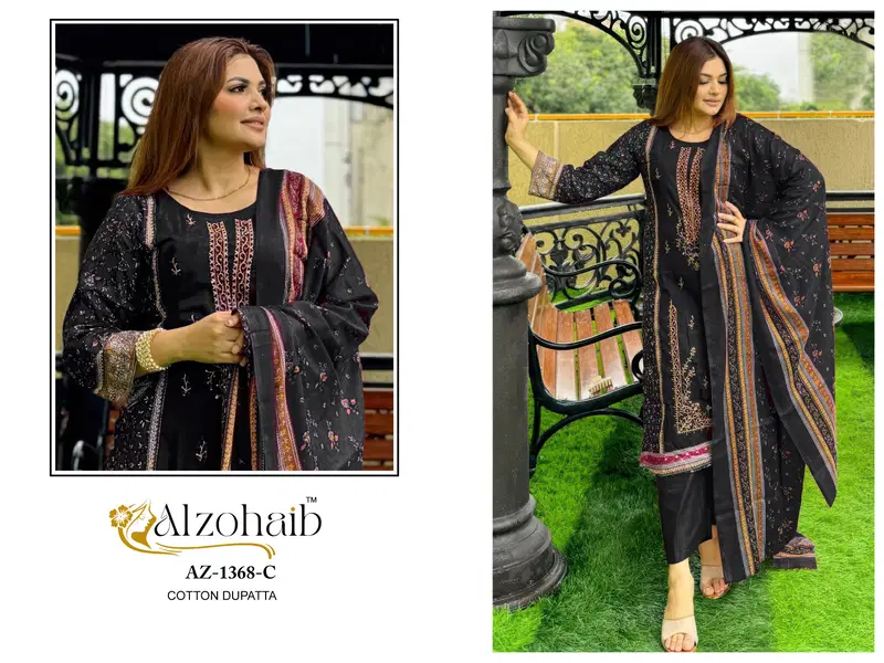 Buy Alzohaib Az 1368 A To C Chiffon Dupatta Cotton Pakistani Salwar Kameez Wholesale 2026