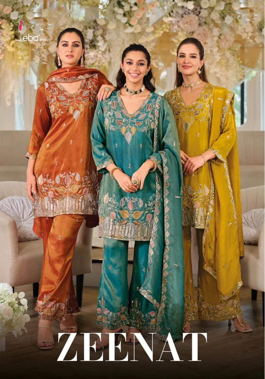 Eba Zeenat Simar With Beats Work Designer Top Bottom And Dupatta Wholesale