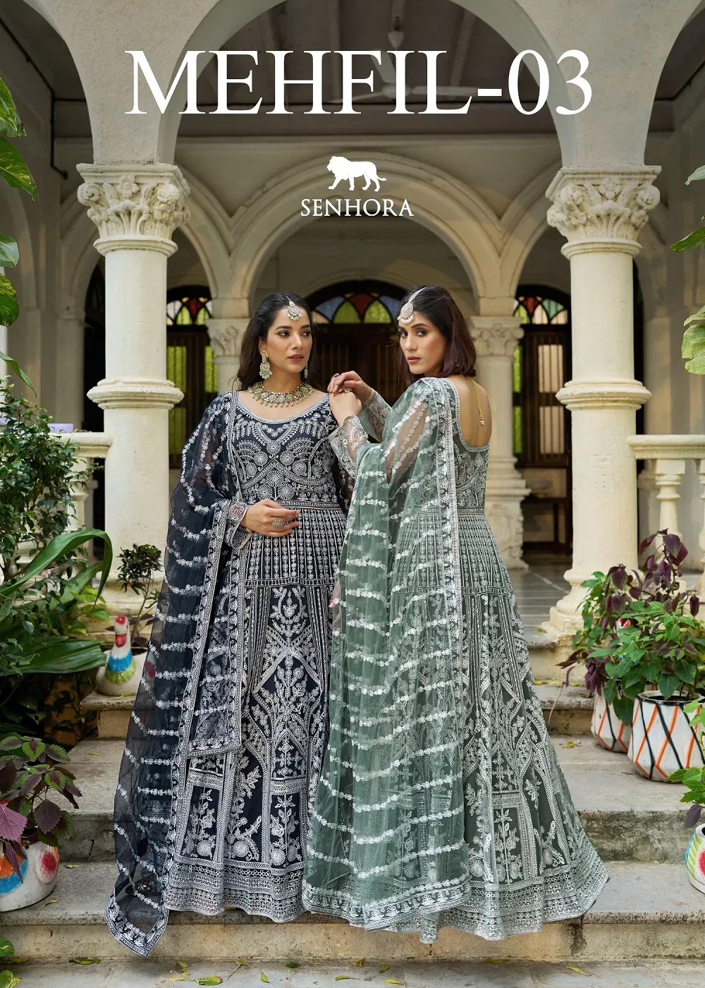 Senhora Mehfil 03 Pure Butterfly Net Designer Gown With Dupatta Collection Wholesale