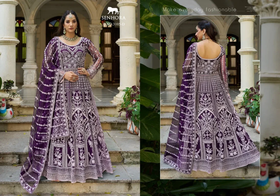 Buy Senhora Mehfil 03 Pure Butterfly Net Designer Gown With Dupatta Collection Wholesale 2026