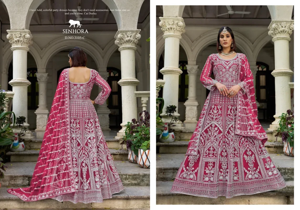 Buy Senhora Mehfil 03 Pure Butterfly Net Designer Gown With Dupatta Collection Wholesale 2026