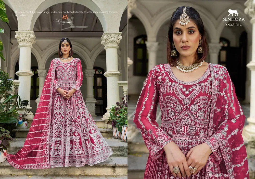 Buy Senhora Mehfil 03 Pure Butterfly Net Designer Gown With Dupatta Collection Wholesale 2026