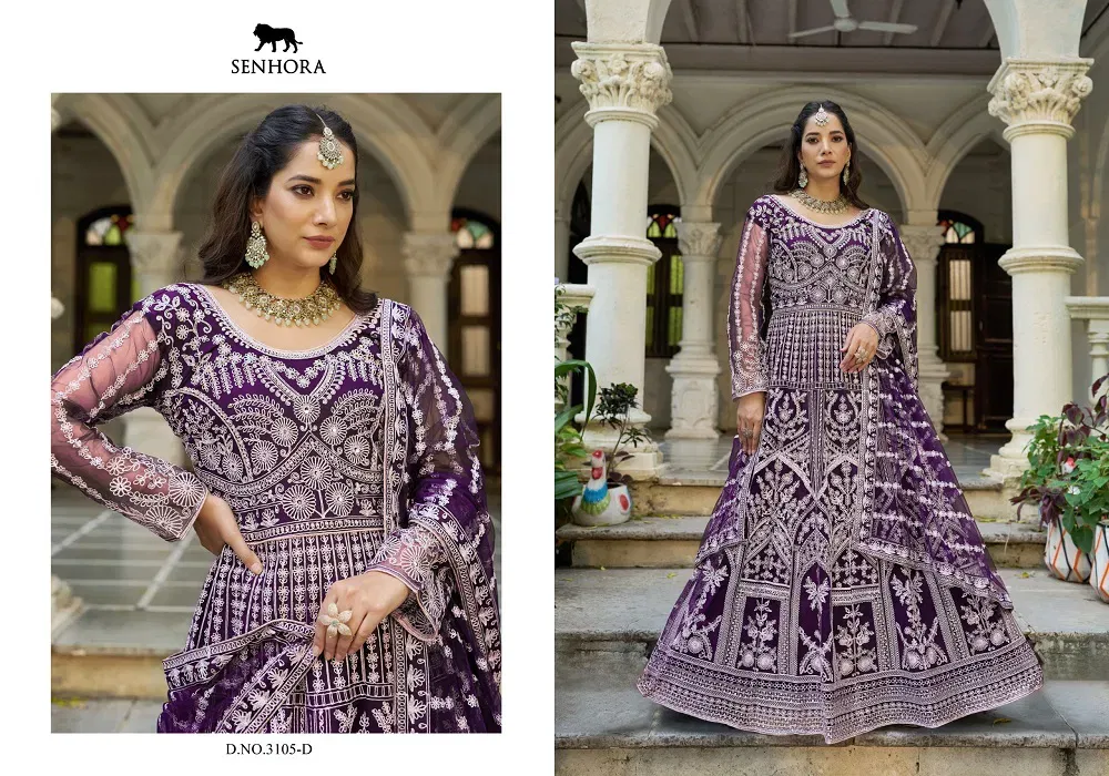 Buy Senhora Mehfil 03 Pure Butterfly Net Designer Gown With Dupatta Collection Wholesale 2026