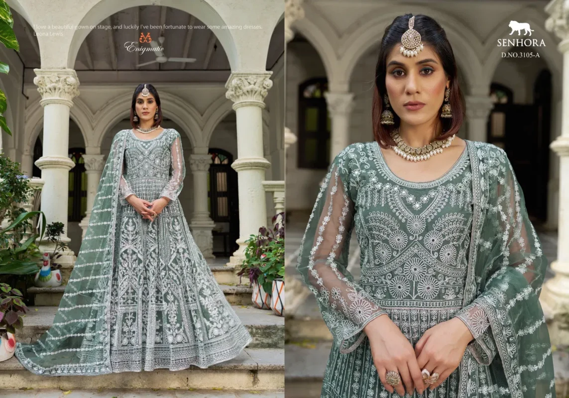 Buy Senhora Mehfil 03 Pure Butterfly Net Designer Gown With Dupatta Collection Wholesale 2026