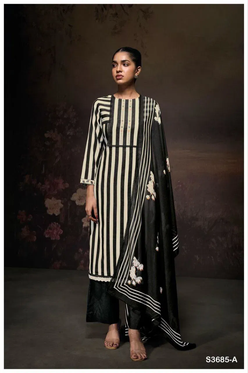 Beautiful Ganga Ziana 3685 Cotton Linen Printed With Handwork Dress Material Wholesale 2026