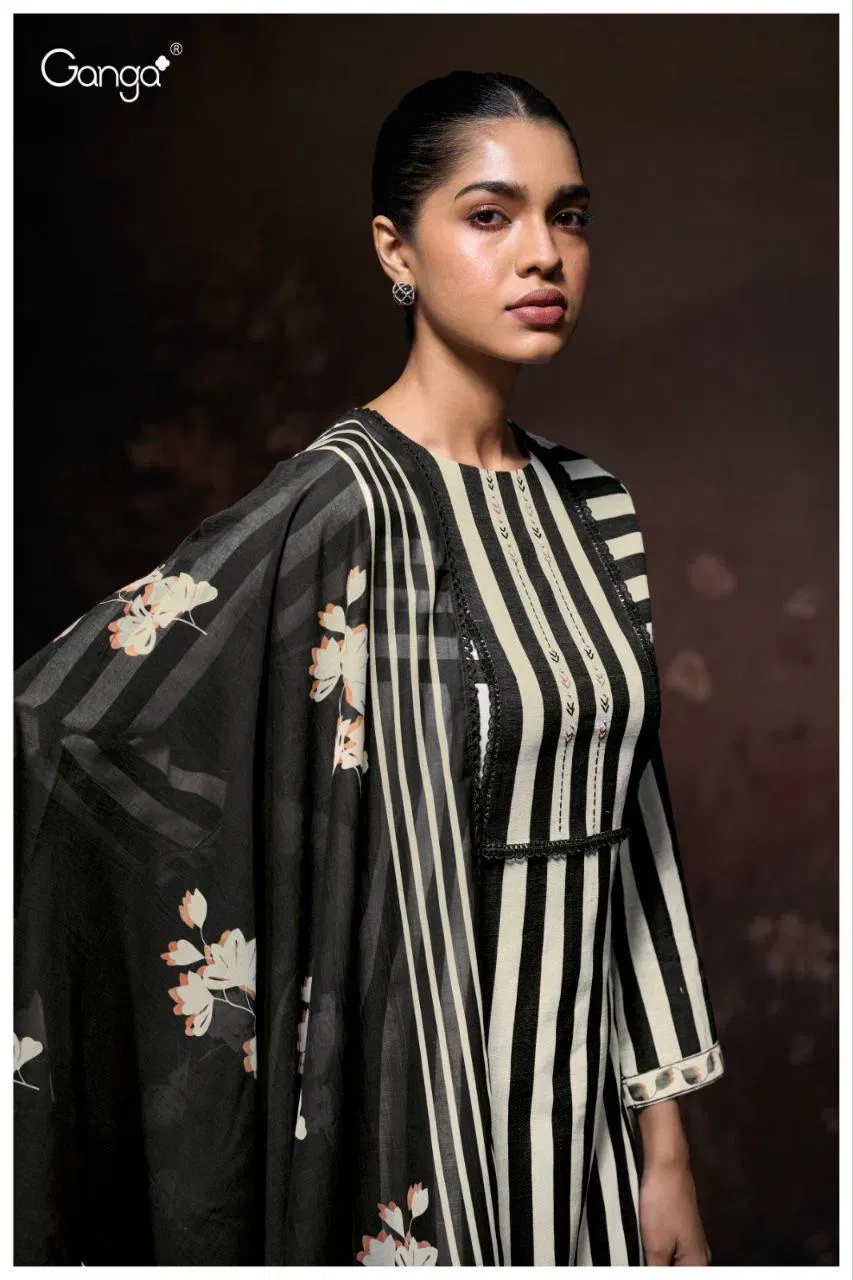 Beautiful Ganga Ziana 3685 Cotton Linen Printed With Handwork Dress Material Wholesale 2026