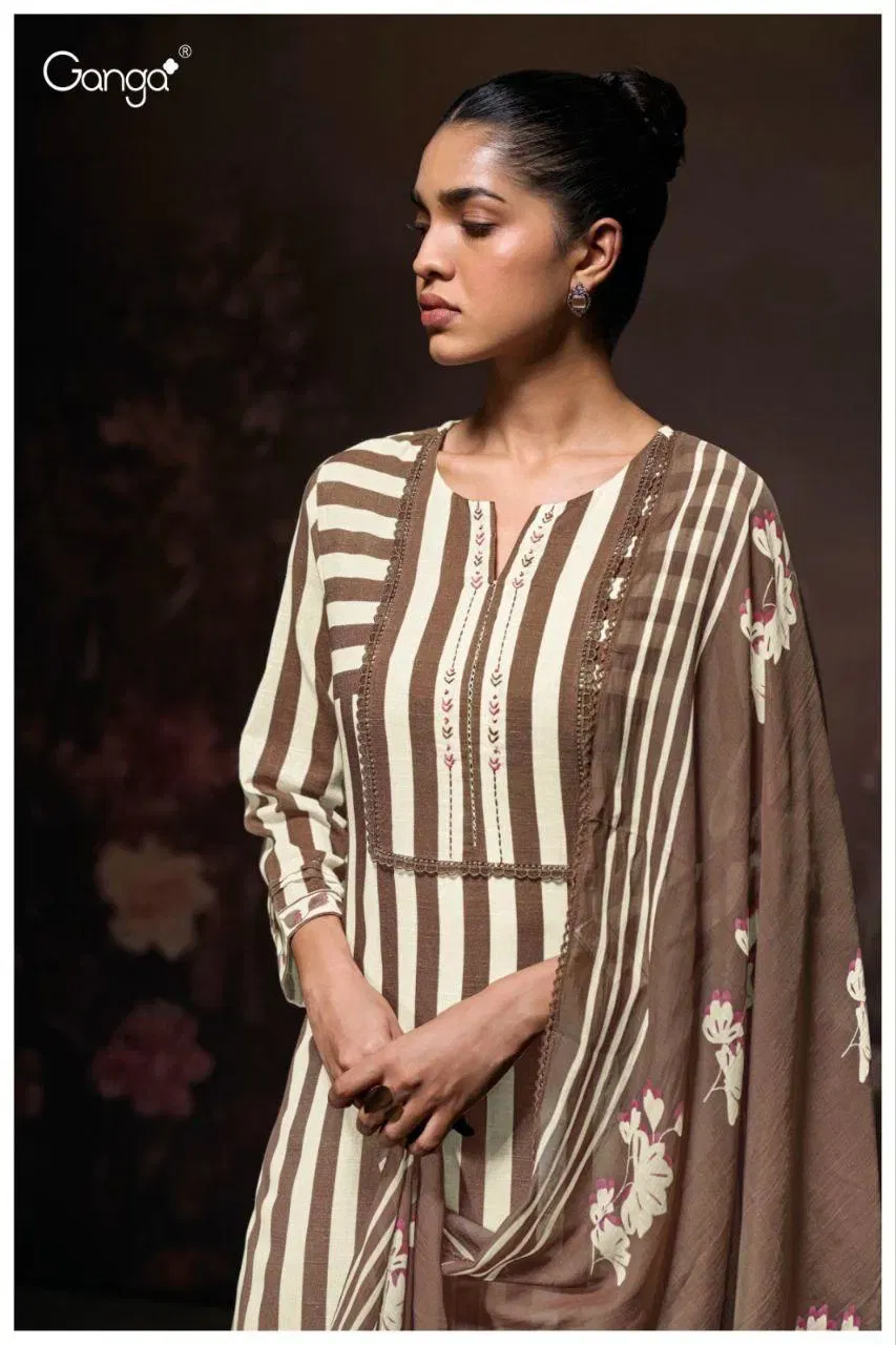 Beautiful Ganga Ziana 3685 Cotton Linen Printed With Handwork Dress Material Wholesale 2026