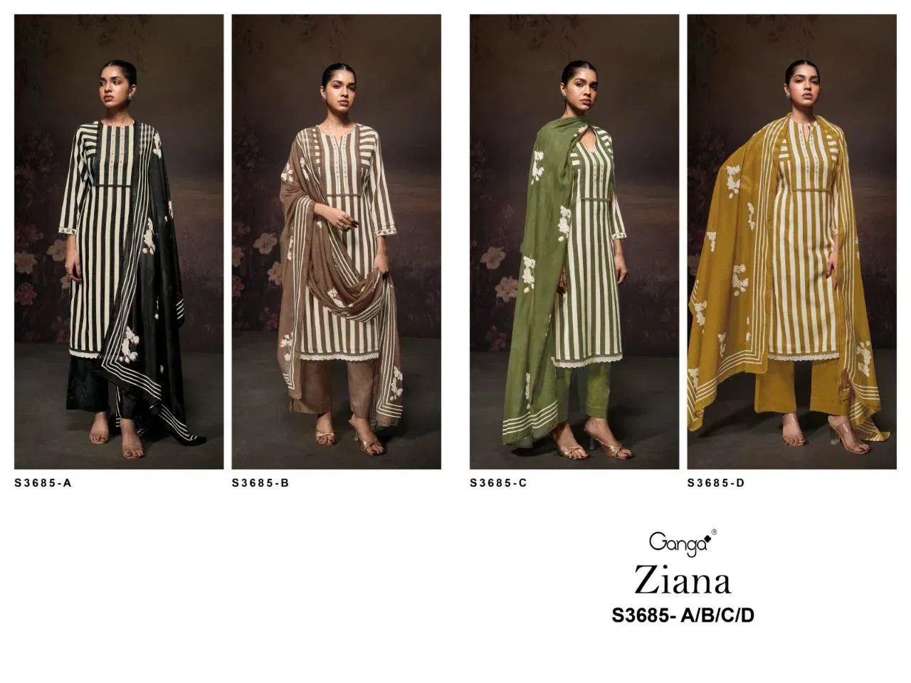 Beautiful Ganga Ziana 3685 Cotton Linen Printed With Handwork Dress Material Wholesale 2026
