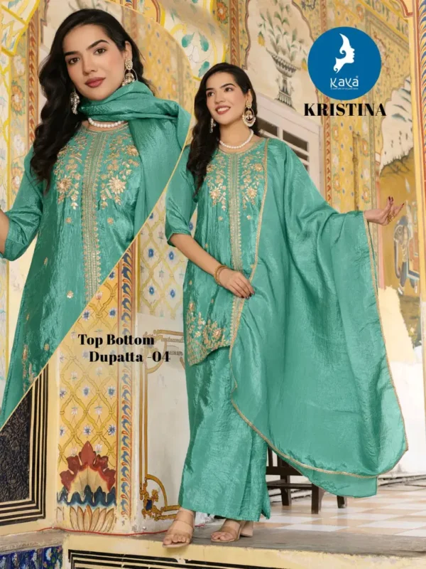 Stylish Kaya Kristina Silk With Work Festival Wear Top Bottom And Dupatta Wholesale 2026