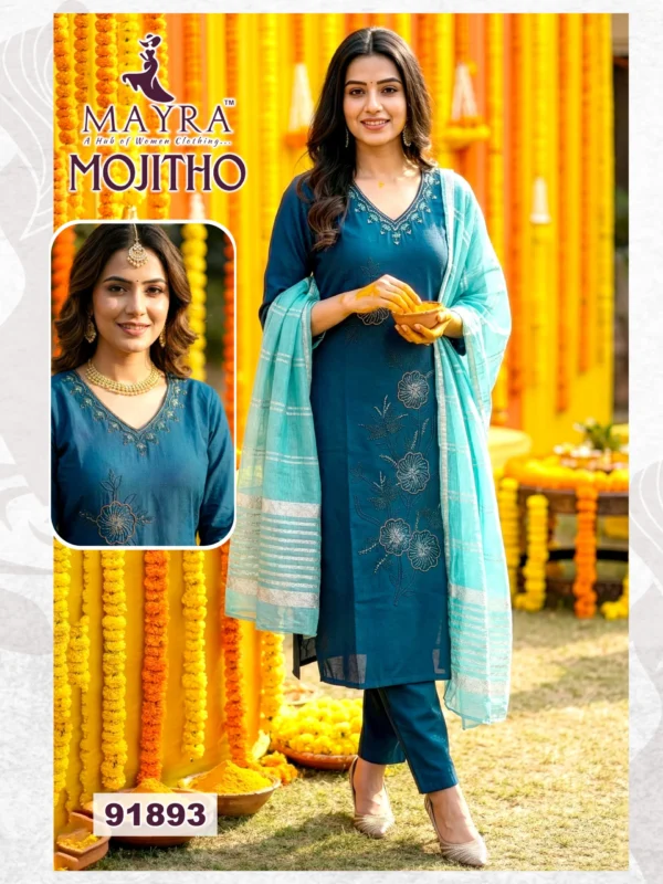 Latest Mayra Mojitho Roman Silk Kurti With Bottom and Dupatta Collection Wholesale 2026