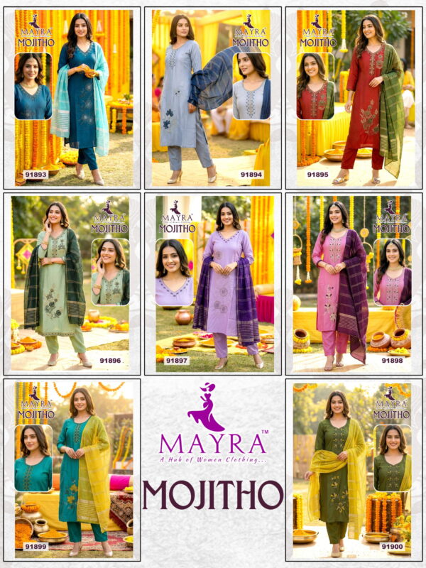 Latest Mayra Mojitho Roman Silk Kurti With Bottom and Dupatta Collection Wholesale 2026