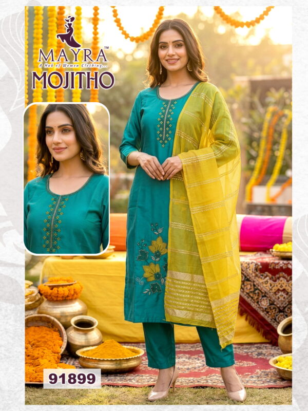 Latest Mayra Mojitho Roman Silk Kurti With Bottom and Dupatta Collection Wholesale 2026