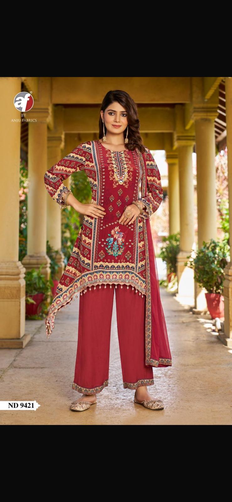 Beautiful AF 9421 Tale Cut Kurti With wide Pant and Dupatta Collection Wholesale 2026