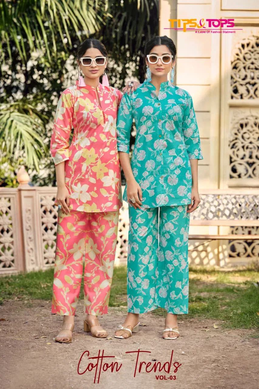 Tips And Tops Cotton Trends Vol 3 Cotton Print Co Ord Set Collection Wholesale